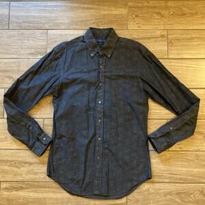 Ralph Lauren Shirt Mens Medium Black Slim Fit Paisley AOP Button Up